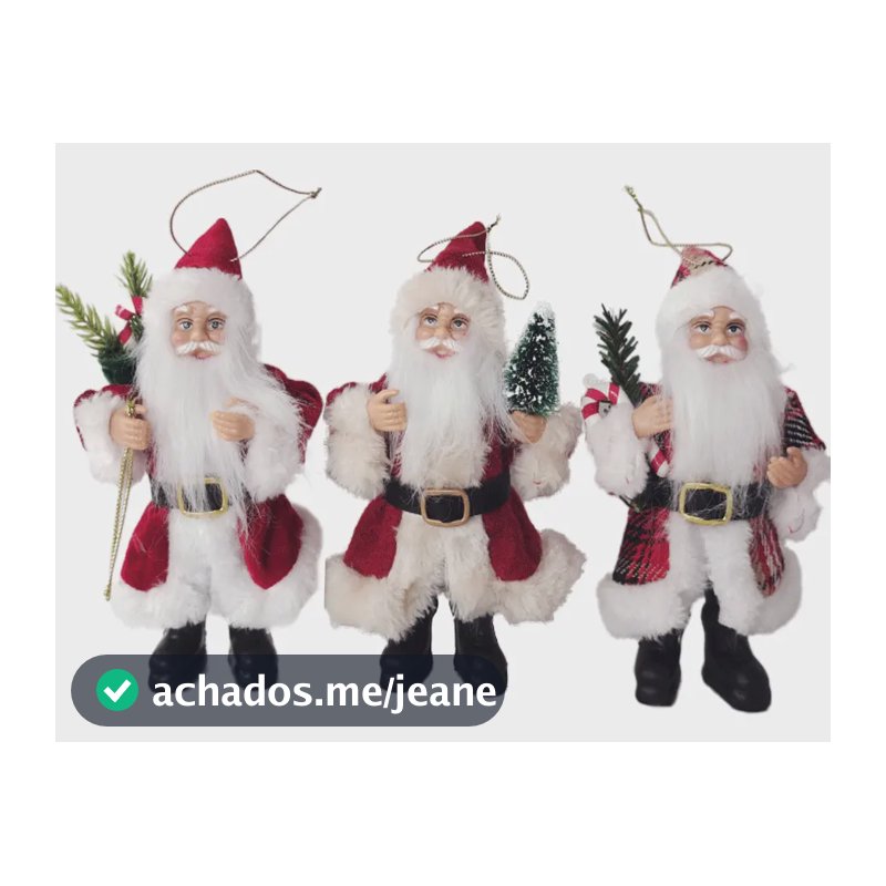 3 Papai Noel Enfeite Árvore De Natal Decoração Casa