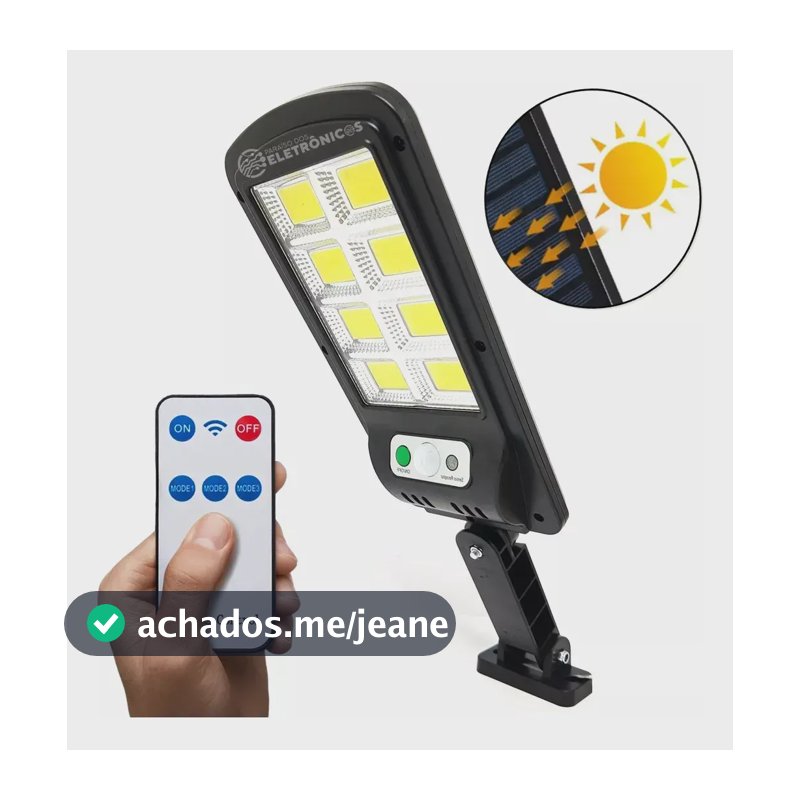 Refletor LED 400W Solar com Sensor de Movimento Luatek Carcaça Preta