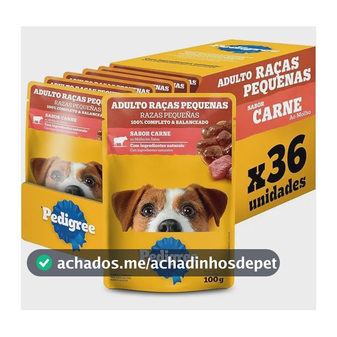 Pack Ração Úmida Pedigree Sachê Carne Pequenos - 36 und