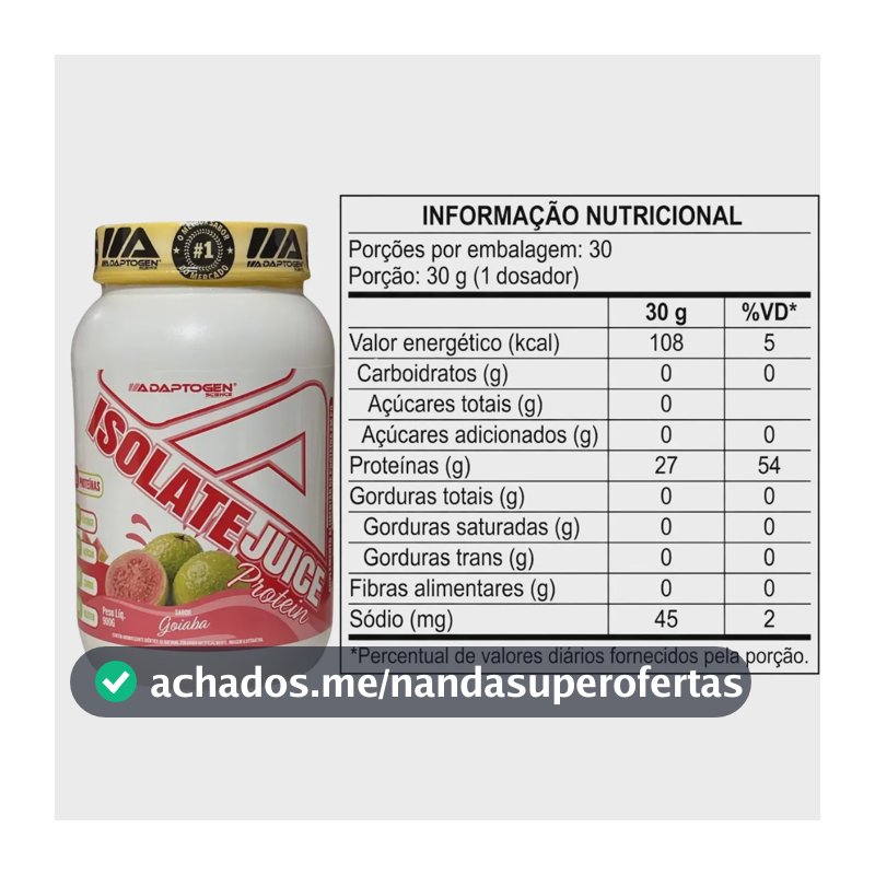 Isolate Juice Adaptogen Proteina bovina pote 900g Sabor Goiaba