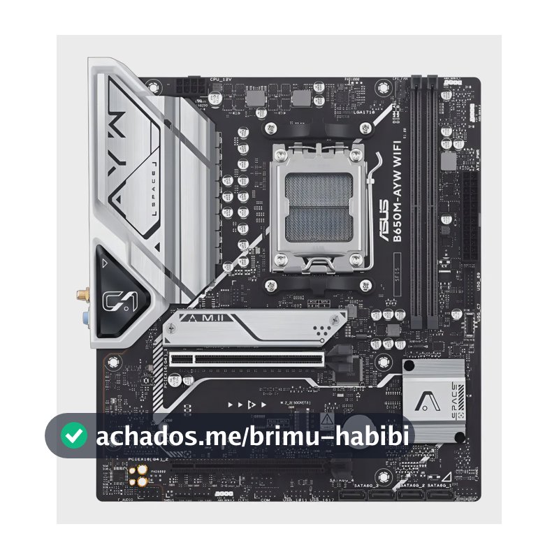 Placa Mãe Asus B650m Ayw Wi-fi B650 Amd Am5 Ddr5 Matx Preto Cinza-escuro