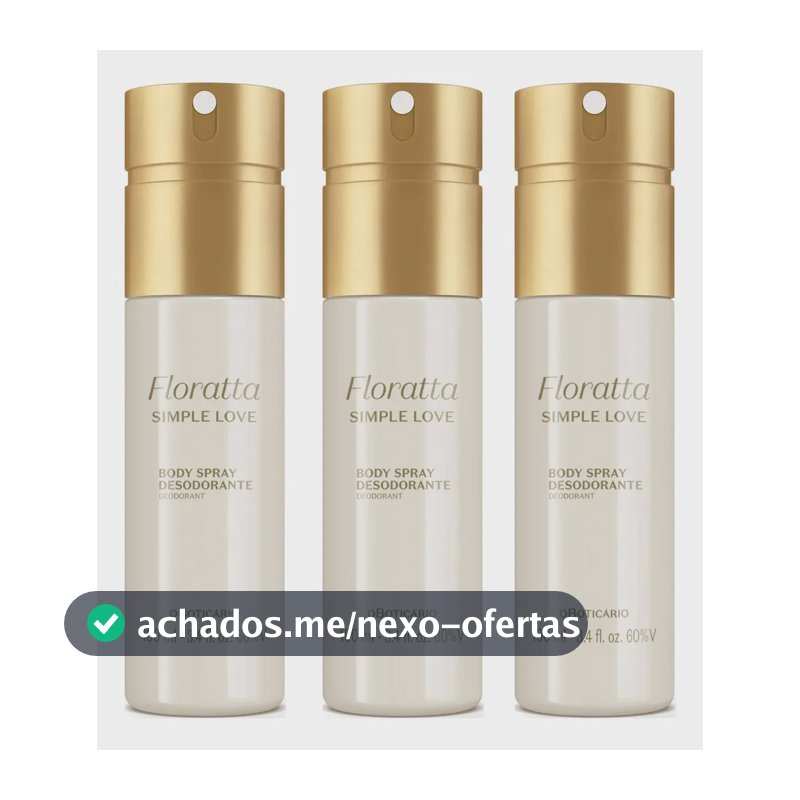 Combo Body Spray Floratta Simple Love 100ml Kit com 3 Unidades