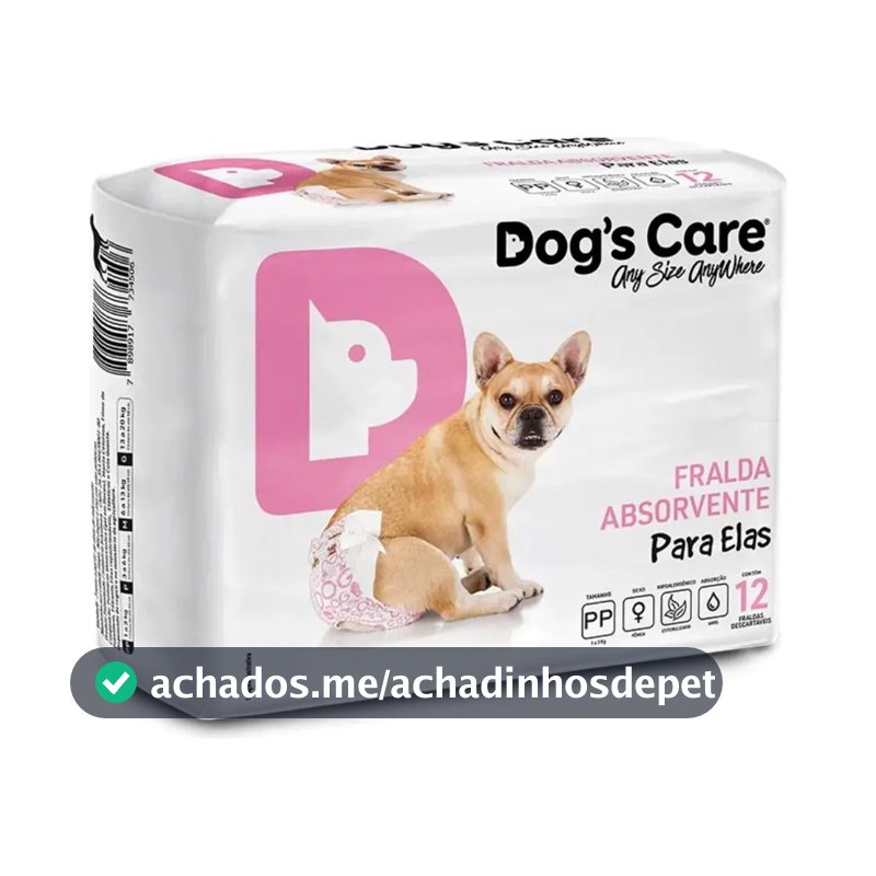 Fralda Higiênica Descartável P/ Cães Fêmea Dogs Care G 12uni