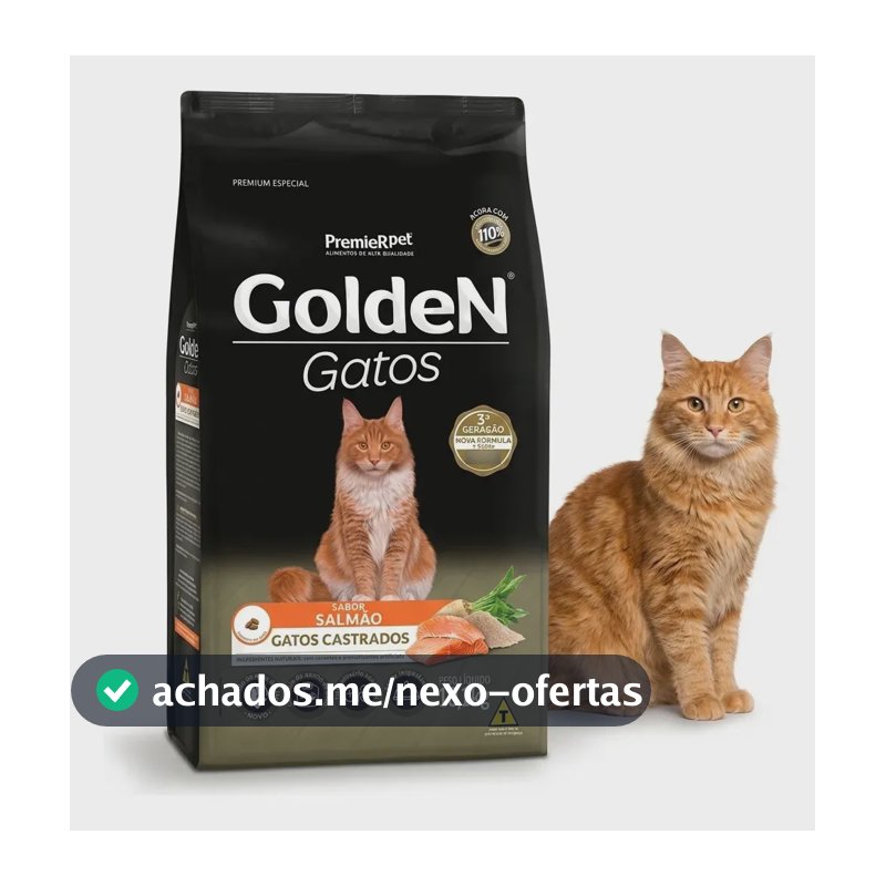 Ração Golden Gatos Castrados Salmão 10kg Alta Aceitação