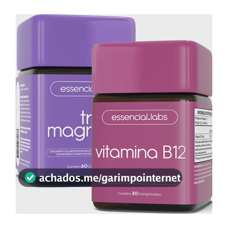 KIT TRI MAGNÉSIO contendo MAGNÉSIO DIMALATO, MAGNÉSIO BISGLICINATO e ÓXIDO DE MAGNÉSIO - 60 comprimidos + VITAMINA B12 Metilcobalamina - 30 doses