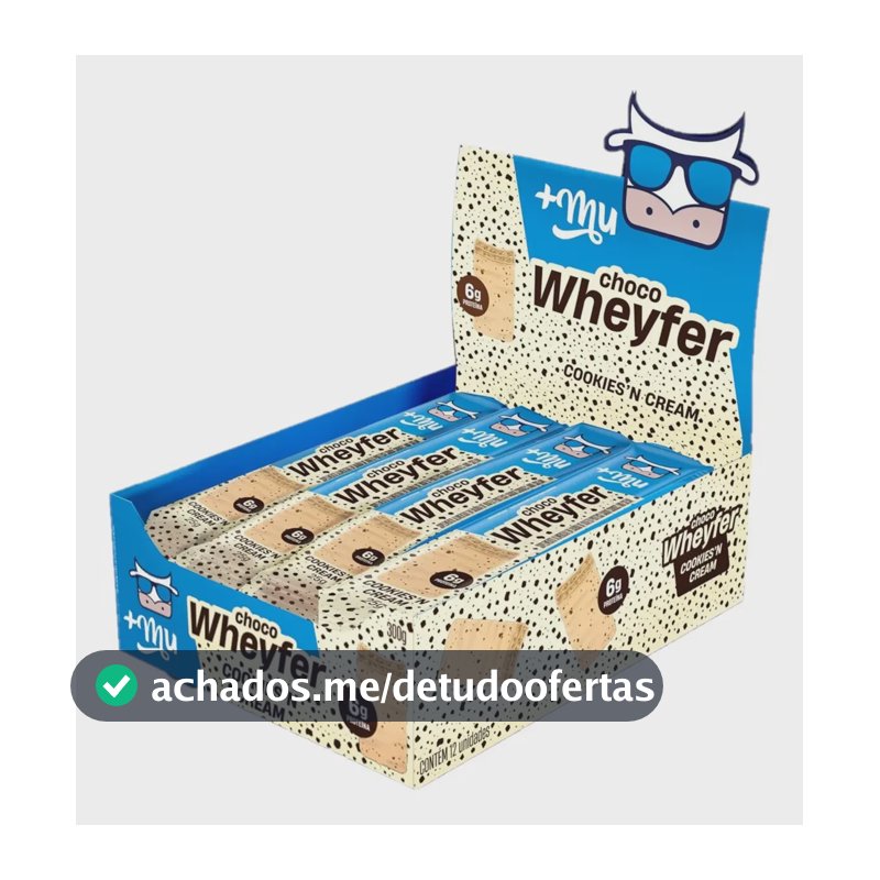 Whey protein +Mu Chocowheyfer Cookies em barra de cereais sabor Biscoitos x 25g 12 un