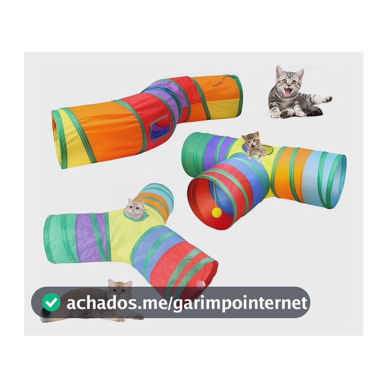 Brinquedo Para Pets Túnel Labirinto Para Gatos Colorido Modelo T