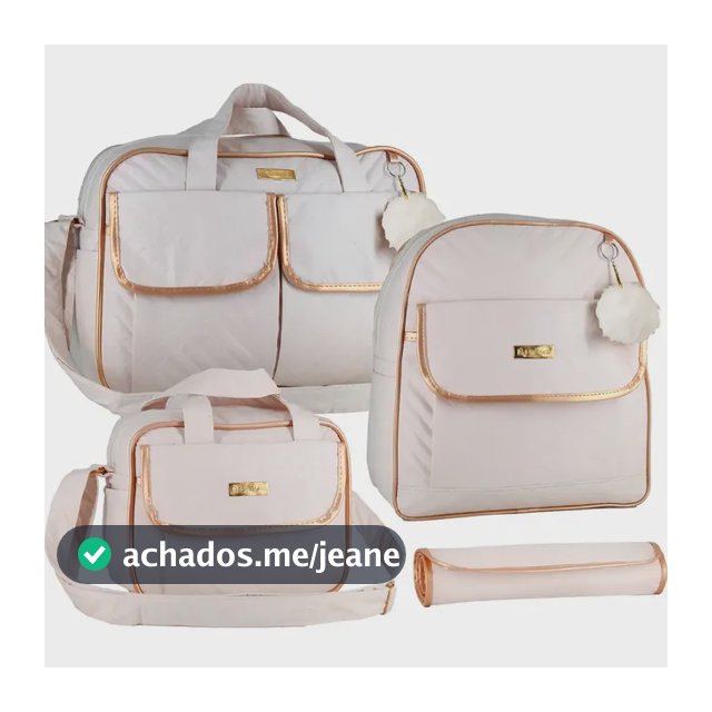Kit Bolsa maternidade com mochila para menina e menino cor creme Bambinelli