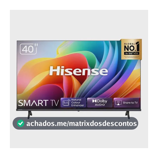 Smart TVHisense FHD 40" Polegadas 40A4NV com HDR10, DTS Virtual X, Compatibilidade Alexa
