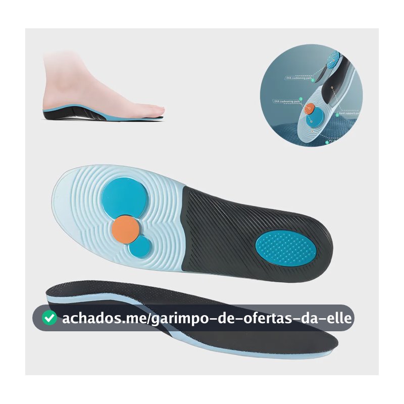 Palmilha Para Ortopédica Fascite Plantar Pisada Pronad Eva 37-38 Azul-celeste