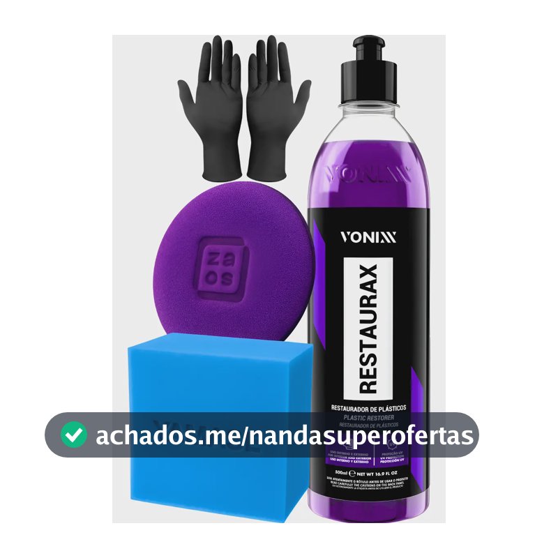 Restaurax Restaurador De Plásticos Vonixx Aplicador Luvas Preto