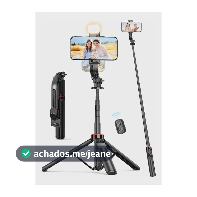 Tripé Celular Selfie Com Luz LED Lention L12 Bastão Pau De Selfie, 106cm,suporte Extensível C/ Controle Remoto Bluetooth Sem Fio Erotação 360° Para iPhone Android ,Gravação Vídeo,Tiktoker