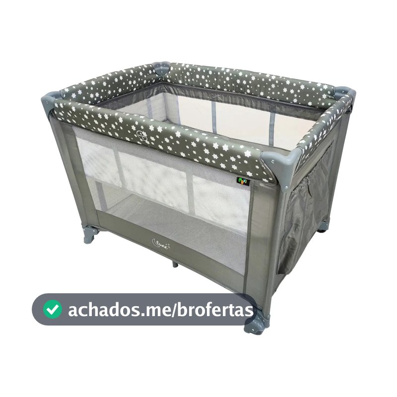 Berço Portátil Infantil Cercado Desmontável Lune Maxi Baby - CINZA