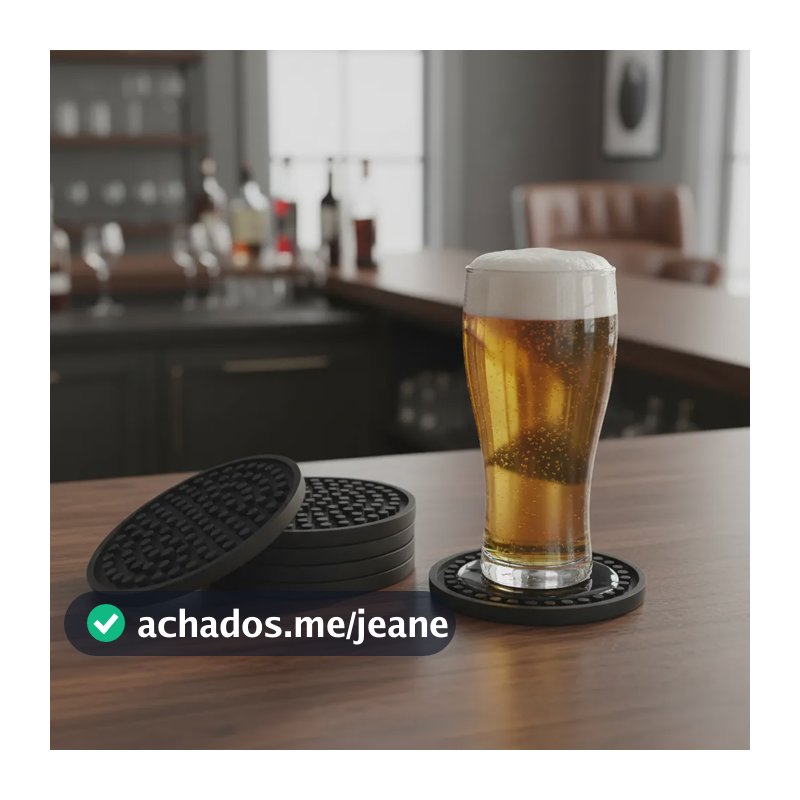 Porta Copos Suor Chopp Cerveja Barmat De Borracha Kit 50 Pçs Preto