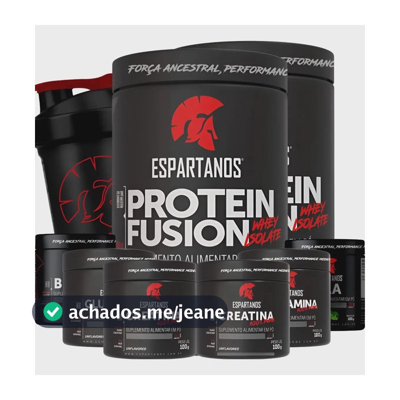 Kit 2x Whey Fusion + 2x Bcaa + 2x Crea + 2x Glutamina + Copo Baunilha/morango