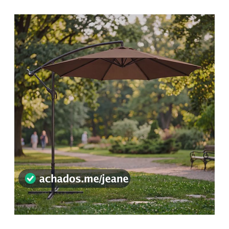 Ombrelone Yayo Suspenso Articulado 3m Lateral Marrom Com Proteção UV Jardim