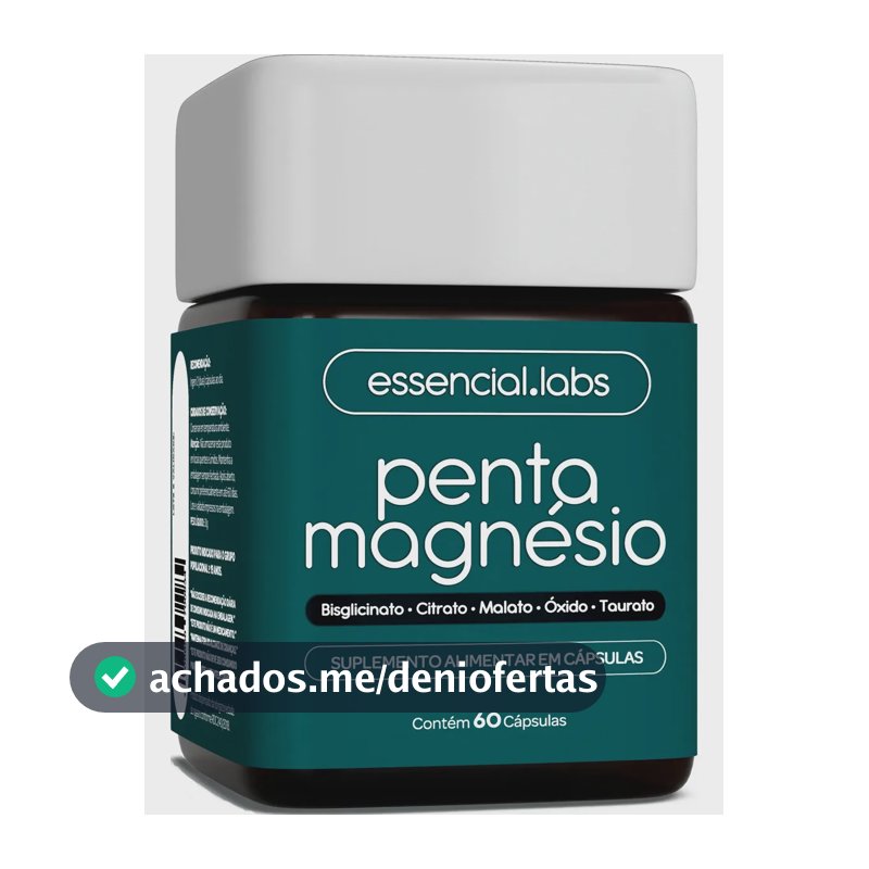 PENTA MAGNÉSIO - Bisglicinato + Dimalato + Citrato + Taurato + Óxido de Magnésio - A Combinação Perfeita com Máxima Pureza e Biodisponibilidade - 60 Cápsulas