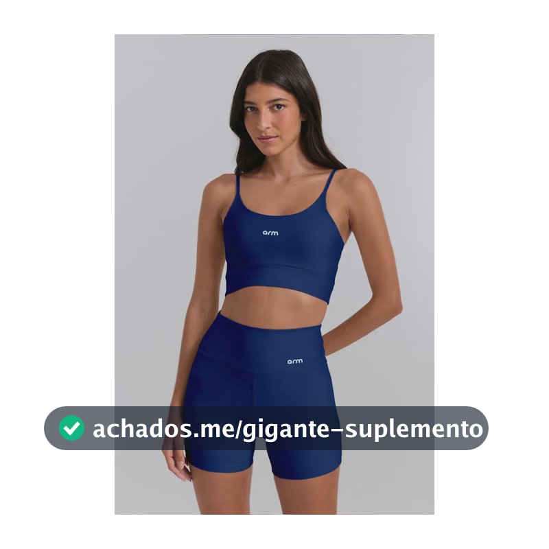 Conjunto Feminino Fitness Powerslim Top Alça E Short Marinho Liso M