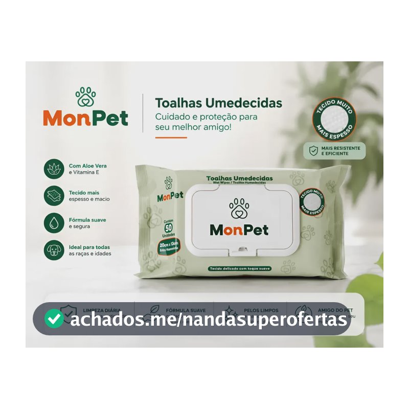 Toalha Lenço Umedecido Para Cães E Gatos Pets 1 Pacote C/ 50