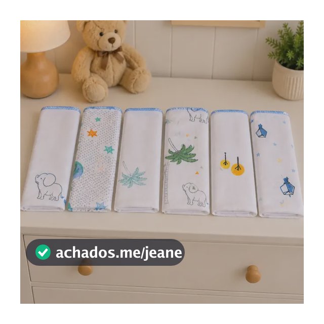 Kit 6 Paninhos De Boca Para Bebê Estampados Algodão Premium Menino
