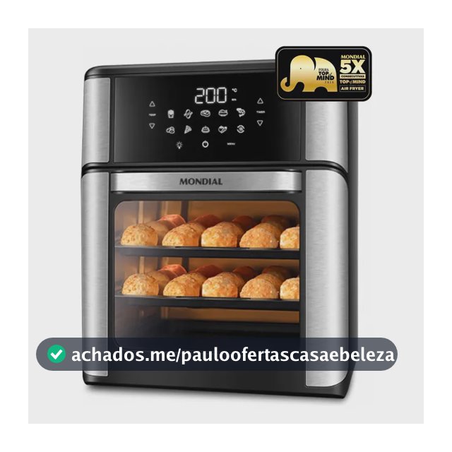 Fritadeira Air Fryer Forno Oven 12L, Mondial, 2000W - AFON-12L-BI