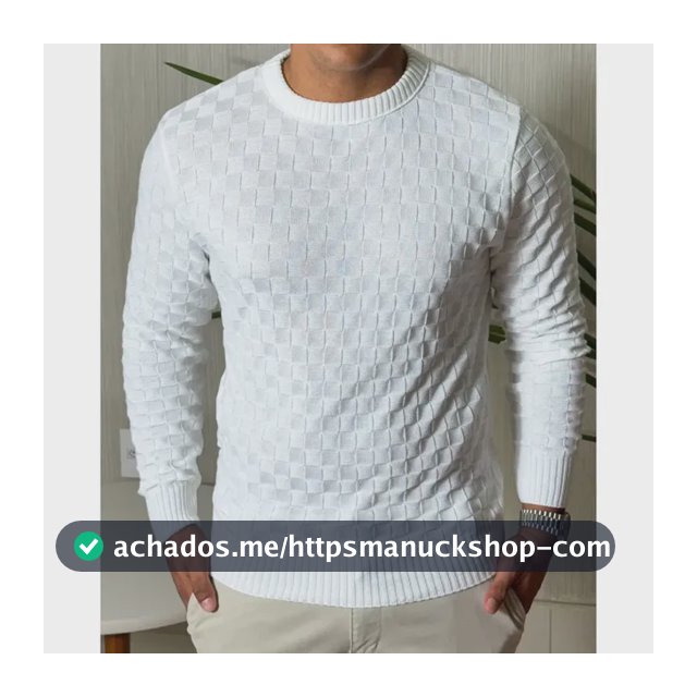 Suéter Masculino Lã Tricot Manga Longa Xadrez Blusa De Frio