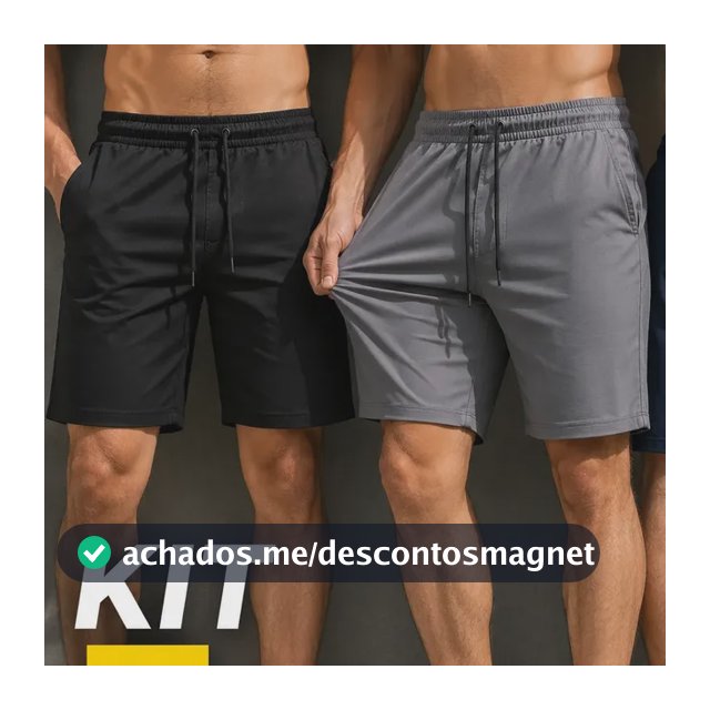 Kit 3 Short Bermuda Masculino Elastano Academia Casual Bolso