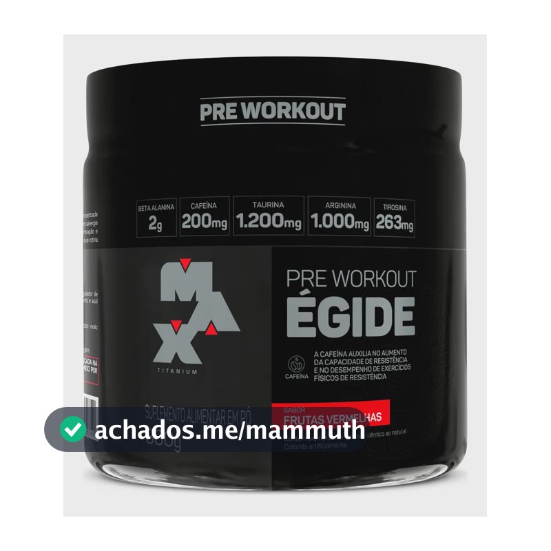 Pre treino Égide 300g Max Titanium Sabor Frutas vermelhas Suplemento Alimentar em Pó