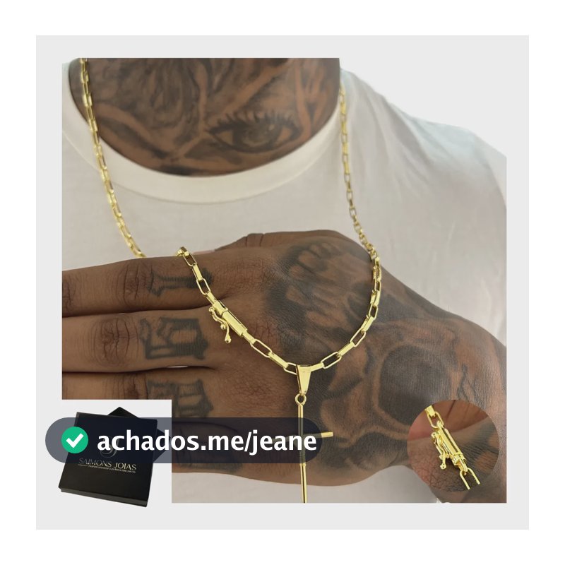 Cordão Masculino E Pingente Cruz Moeda Antiga Banho Ouro 24k Dourado 70cm
