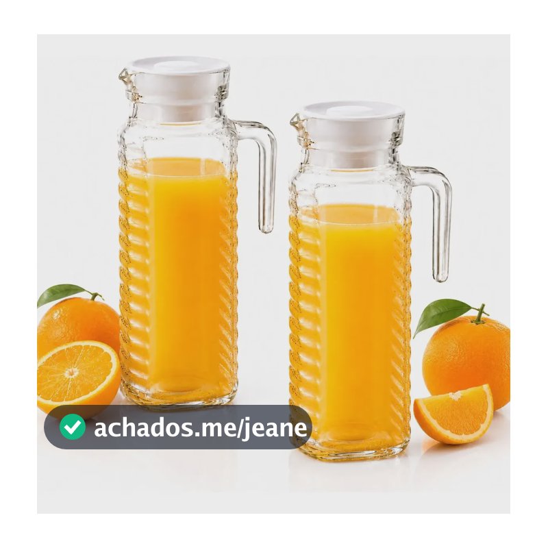 Kit 2 Jarras De Vidro Com Tampa 1litro Jogo De Jarra Transparente