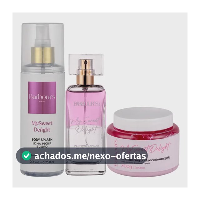 Kit Body Splash Geleia Hidratante Perfume Capilar My Sweet Delight Barbour's Beauty Corporal