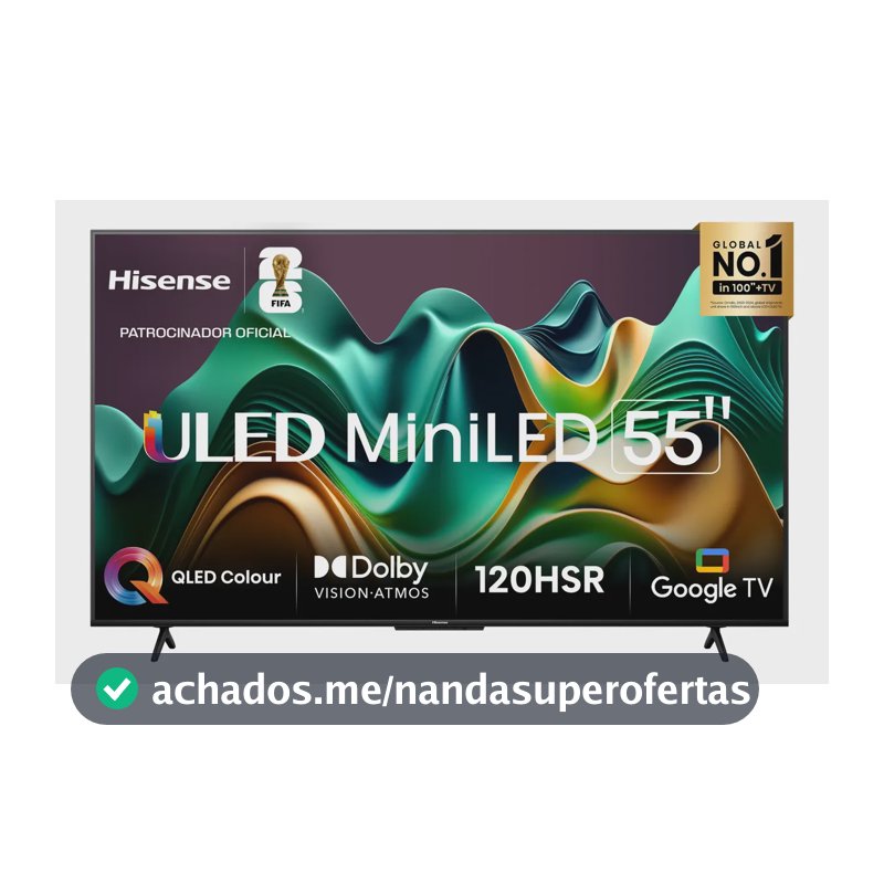 Hisense Smart Tv 4k 55 Polegadas 55u6n Mini Led Google Tv, Processador Ai, Hdr10+,game Mode Plus E Compatível Com Alexa