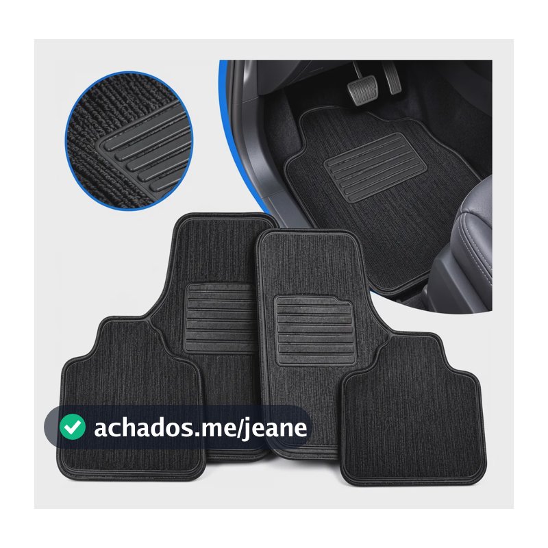 Tapetes Automotivos Universal 4 Peças Carro Antiderrapante Preto