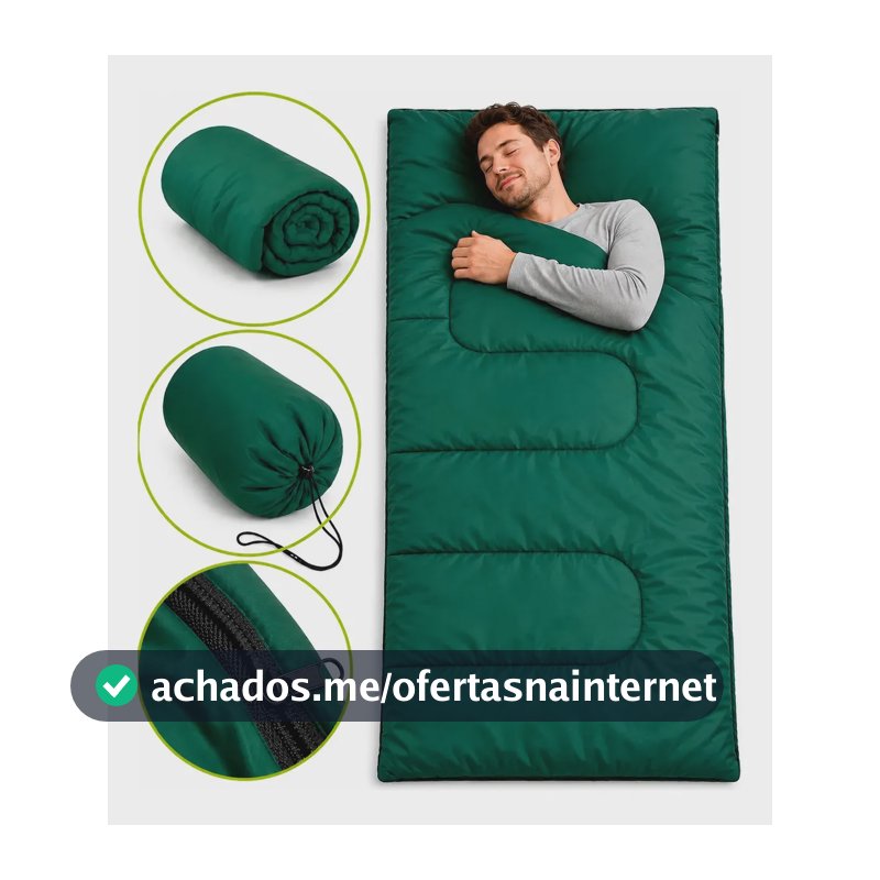 Saco De Dormir Envelope Verde Adulto Camping Trilha Manta Térmica Corporal Saco De Dormir Zíper Lateral