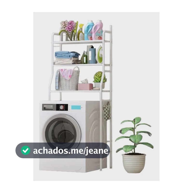 Estante Organizador Rack Com Prateleira Lavanderia Banheiro Cor Branco