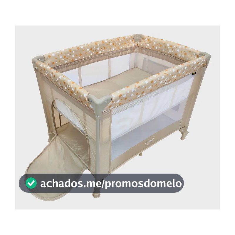Berço Portátil Infantil Cercado Desmontável Lune Maxi Baby - BEGE