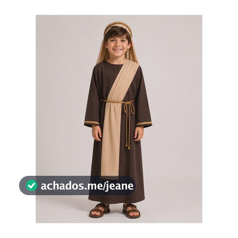 Fantasia Hebreu Infantil Menino Roupa Bíblica Marrom Marrom-escuro G
