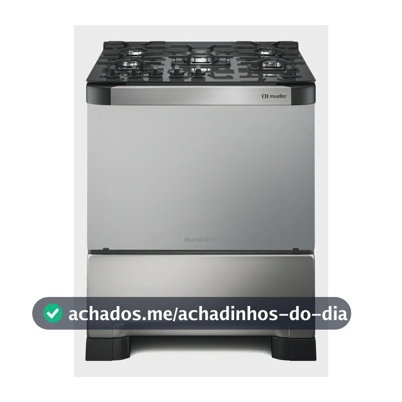 Fogão 5 Bocas Mueller Decorato Vetro Inox com Mesa de Vidro Aço Inoxidável Gas/Eléctrica