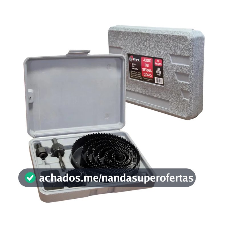 Jogo Com 16 Serra Copo Para Furar Madeira Gesso 19mm A 127mm