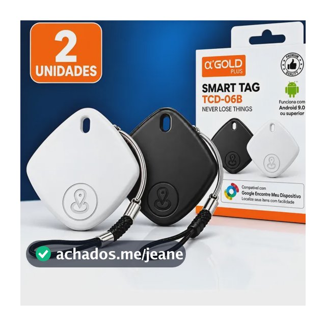 Kit 2 Tags Rastreamento Localizador Smart Tag Android Mini Preto