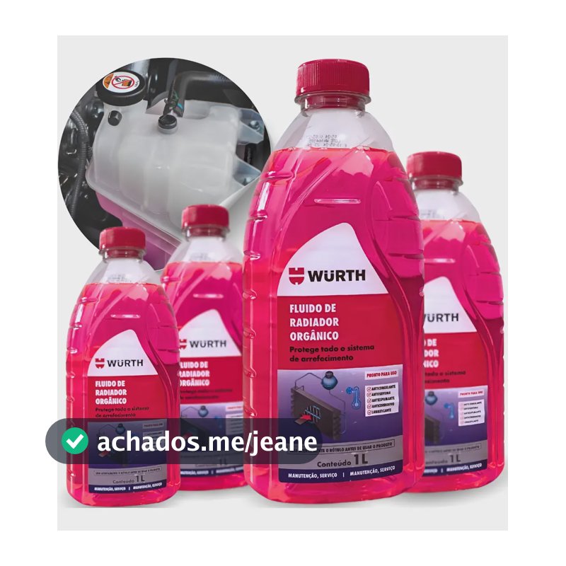 Kit 04 Aditivo Arrefecimento Radiador Wurth Fluido Organico Rosa