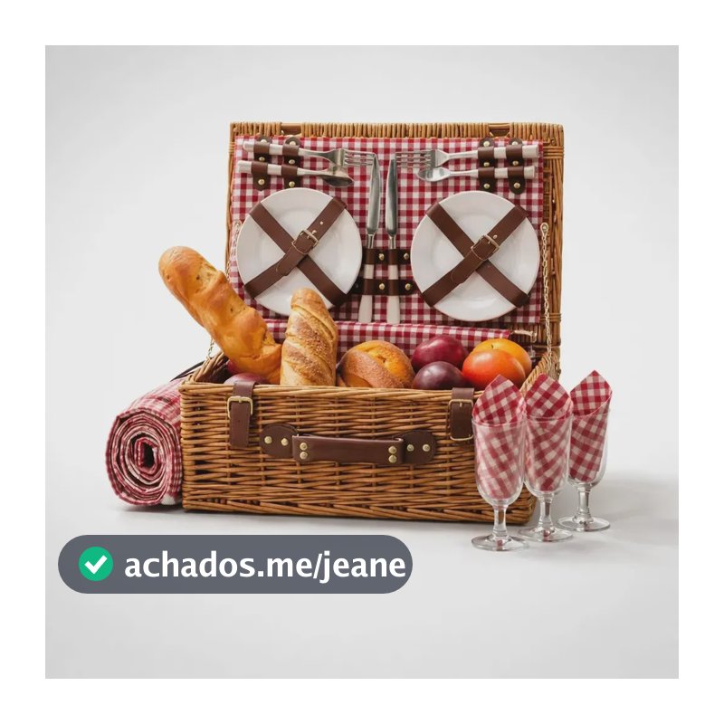 Cesta Picnic Pronta Completa Forro Termico Toalha Acessorios Kit