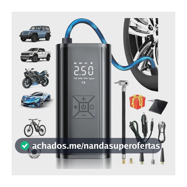 Mini Compressor Ar Calibrador Encher Pneu 150 Psi 34 L/min Led E Display Preto Portátil Digital Sortido Com Luzes Led Sos Emergência Encher Pneu Bomba De Ar 127/220v Para Carro Moto Bicicleta E Bola