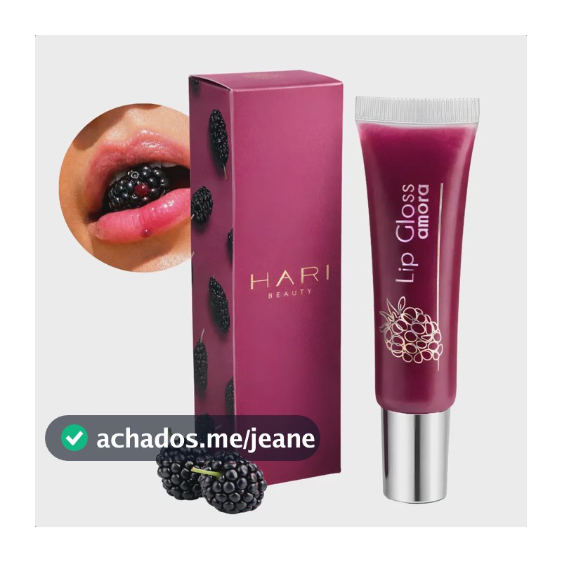 Brilho Labial HARI BEAUTY Hidratante de Amora com Efeito Glow e Textura Confortável