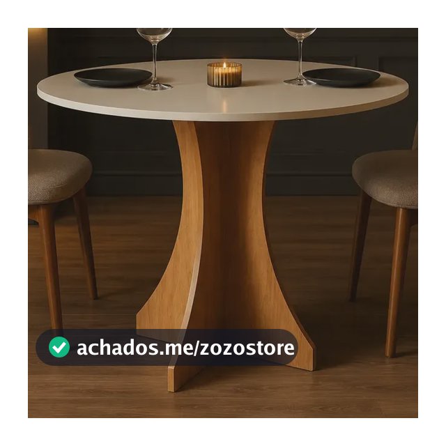 Mesa De Jantar Sala De Jantar Cozinha Tampo Mdf Redonda 80cm Off-white