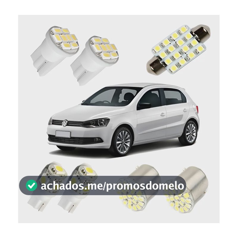 Kit Lampadas Led Gol G2 G3 G4 G5 G6 G7 Pingo Teto Placa Ré Gol Voyage - Branca