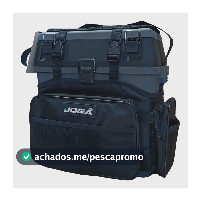 Mochila Caixa Pesca Jogá Fishing Box Preto com Assento e Compartimentos