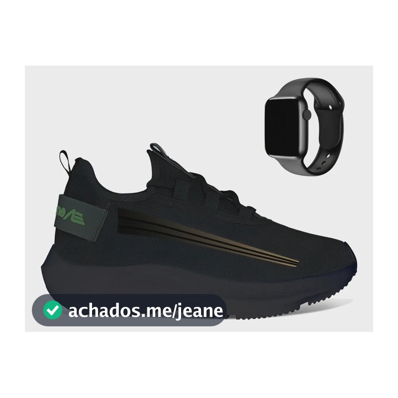 Tênis Masculino Treino Academia Caminhada + Relógio Digital Preto/dourado 41