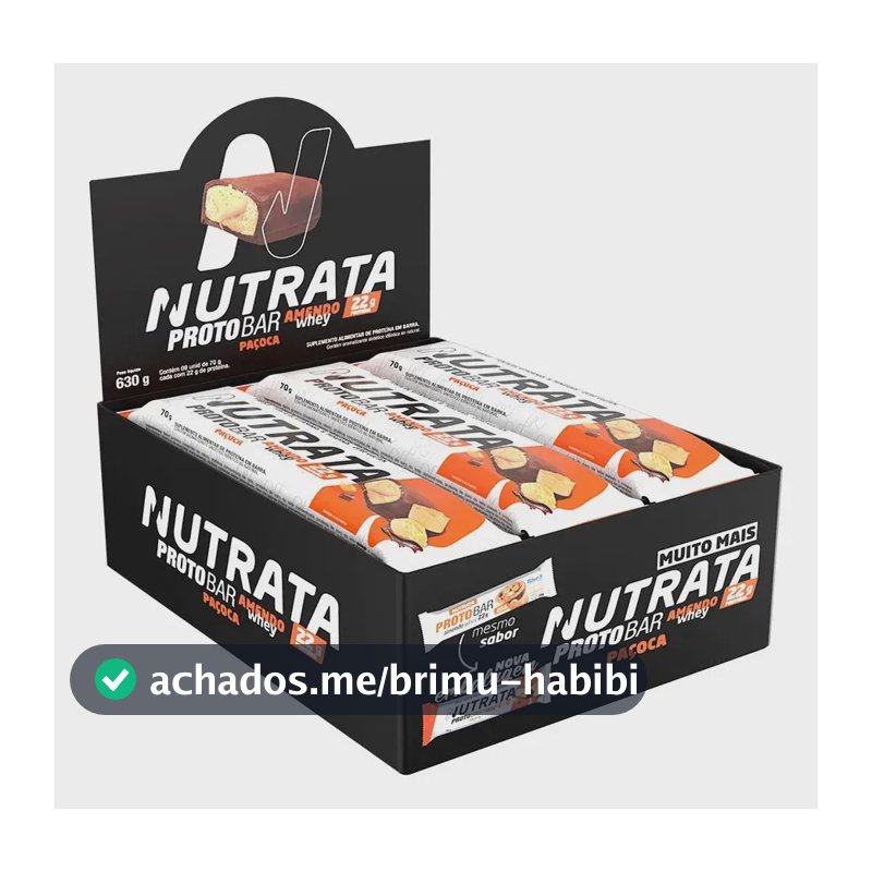 Proto Bar Amendo Whey 9 Uni Sabor Paçoca Nutrata