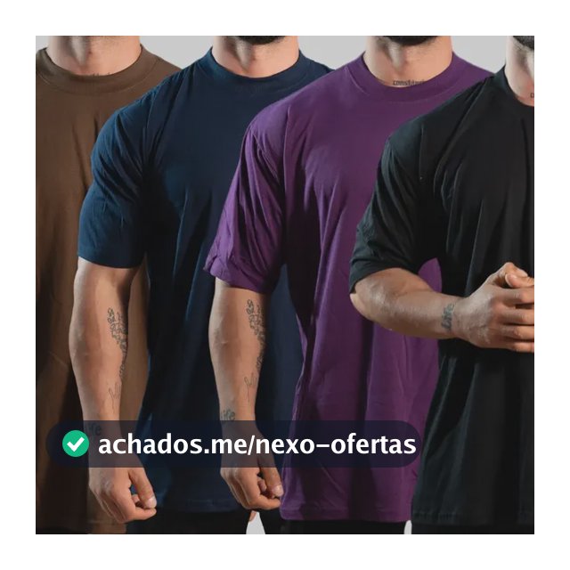 Kit 4 Camiseta Oversized Streetwear Básica Gola Alta Algodão